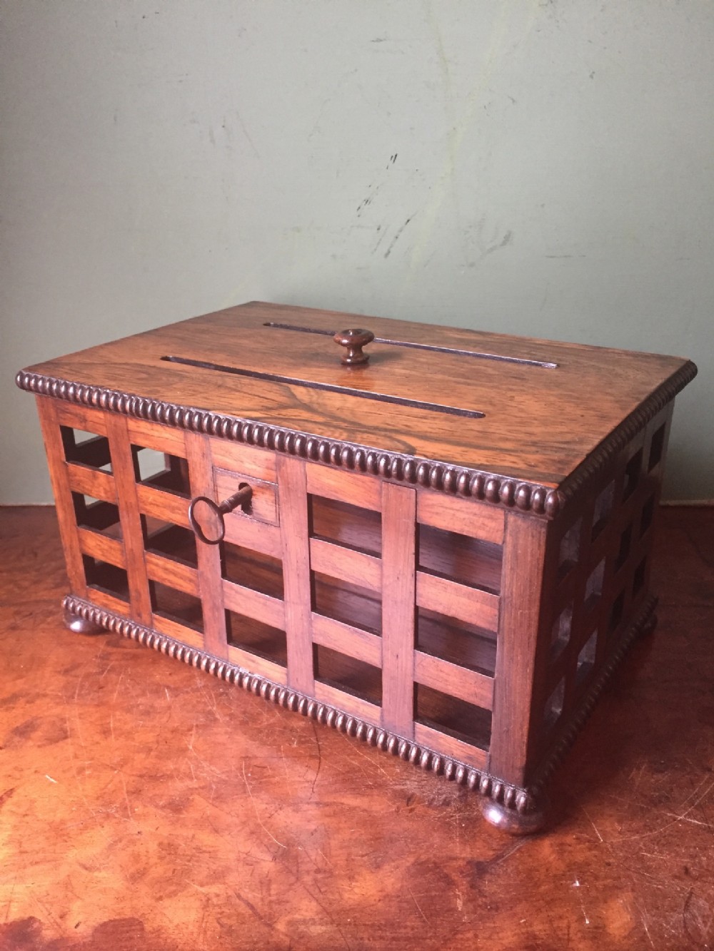 Fine quality early C19th Regency period rosewood correspondence or letter-box desktop casket.