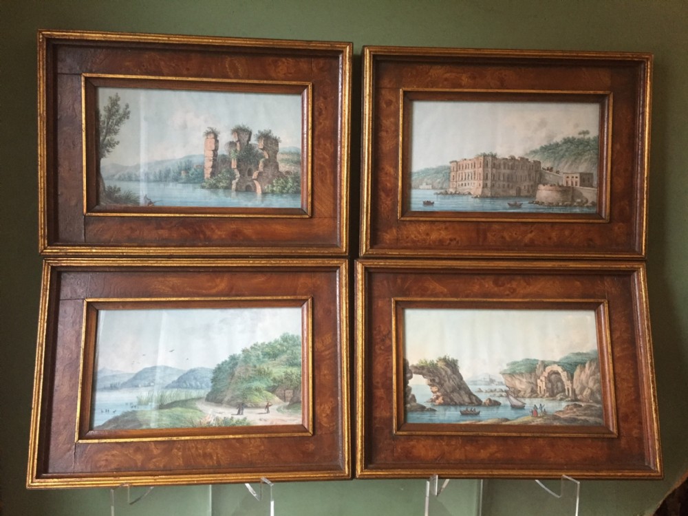 Set of 4 C19th Italian framed miniature watercolours .