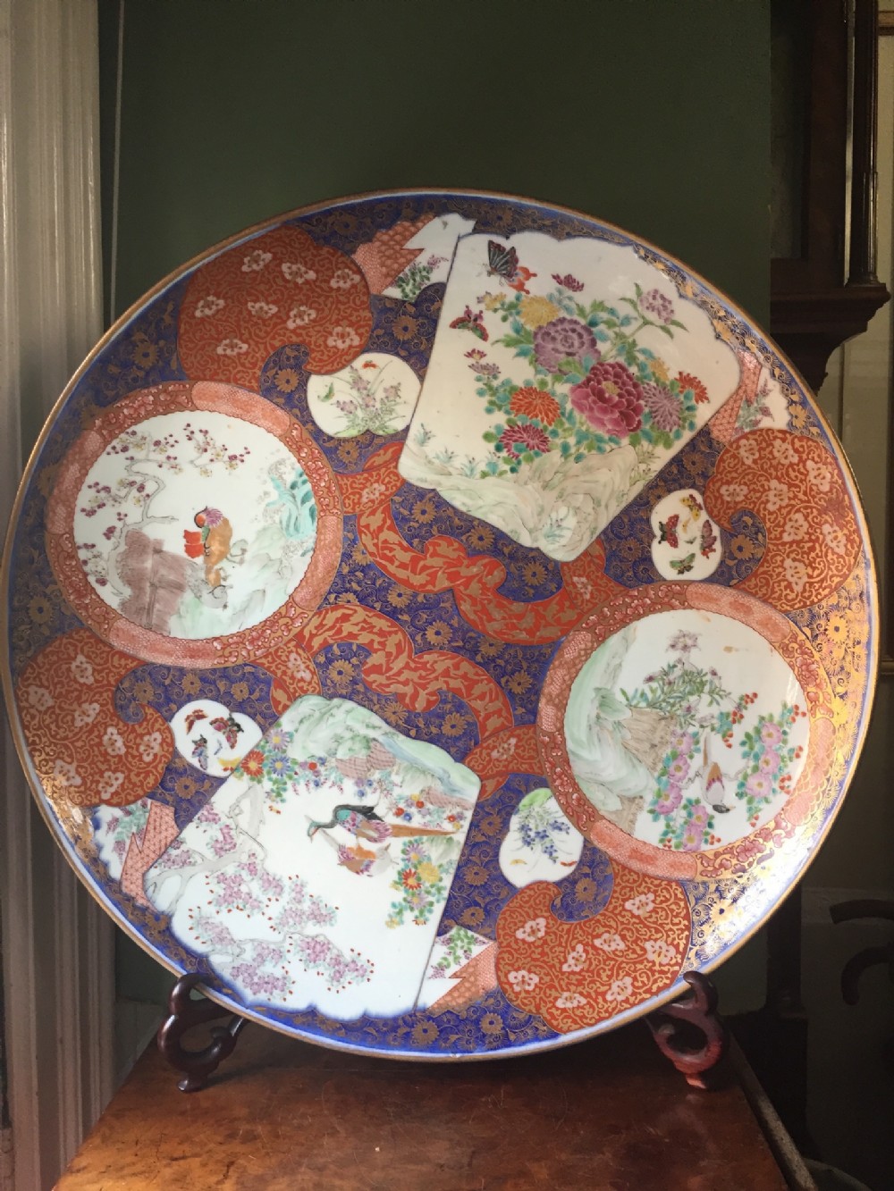 Magnificent exhibition quality  C19th Meiji period Japanese porcelain charger of impressive large scale decorated in the Imari palette.