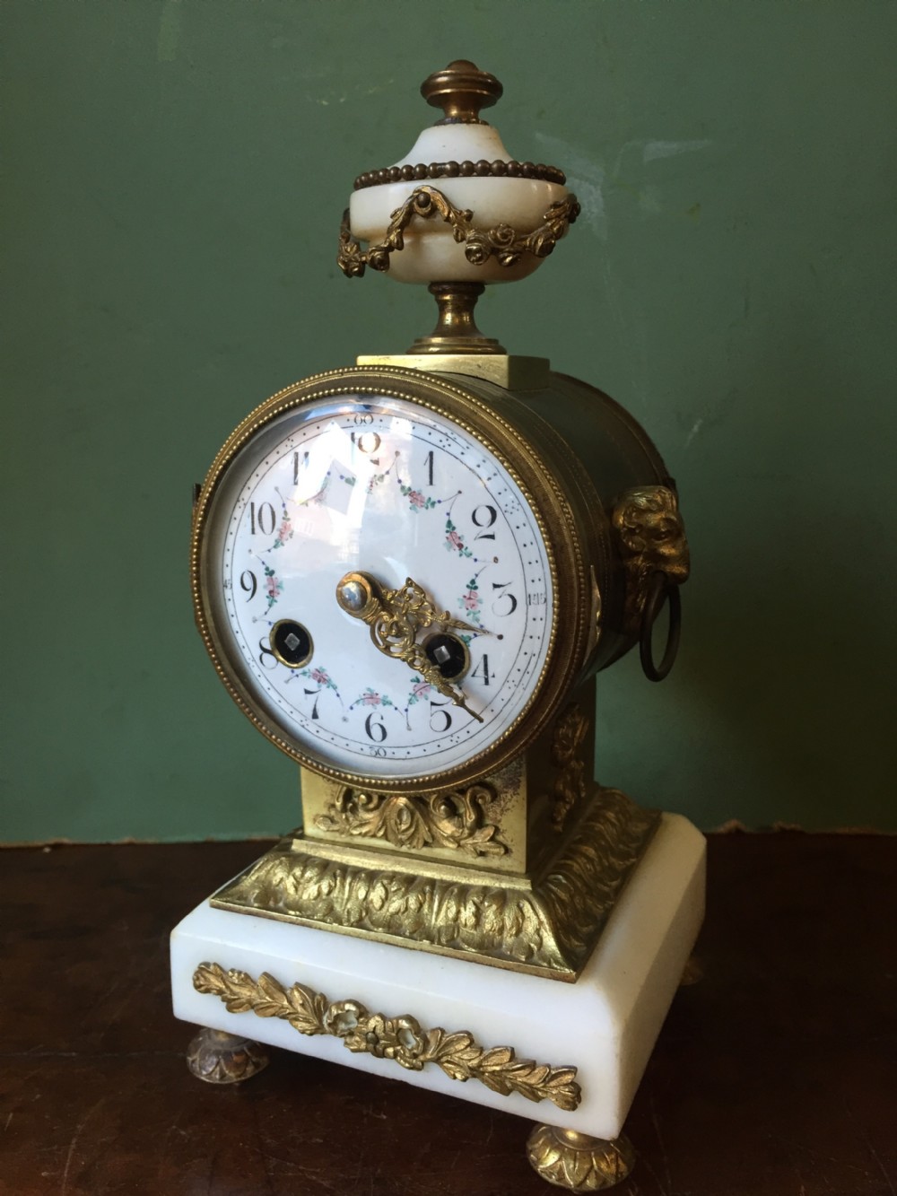 C19th French ormolu and alabaster 'drum' clock .