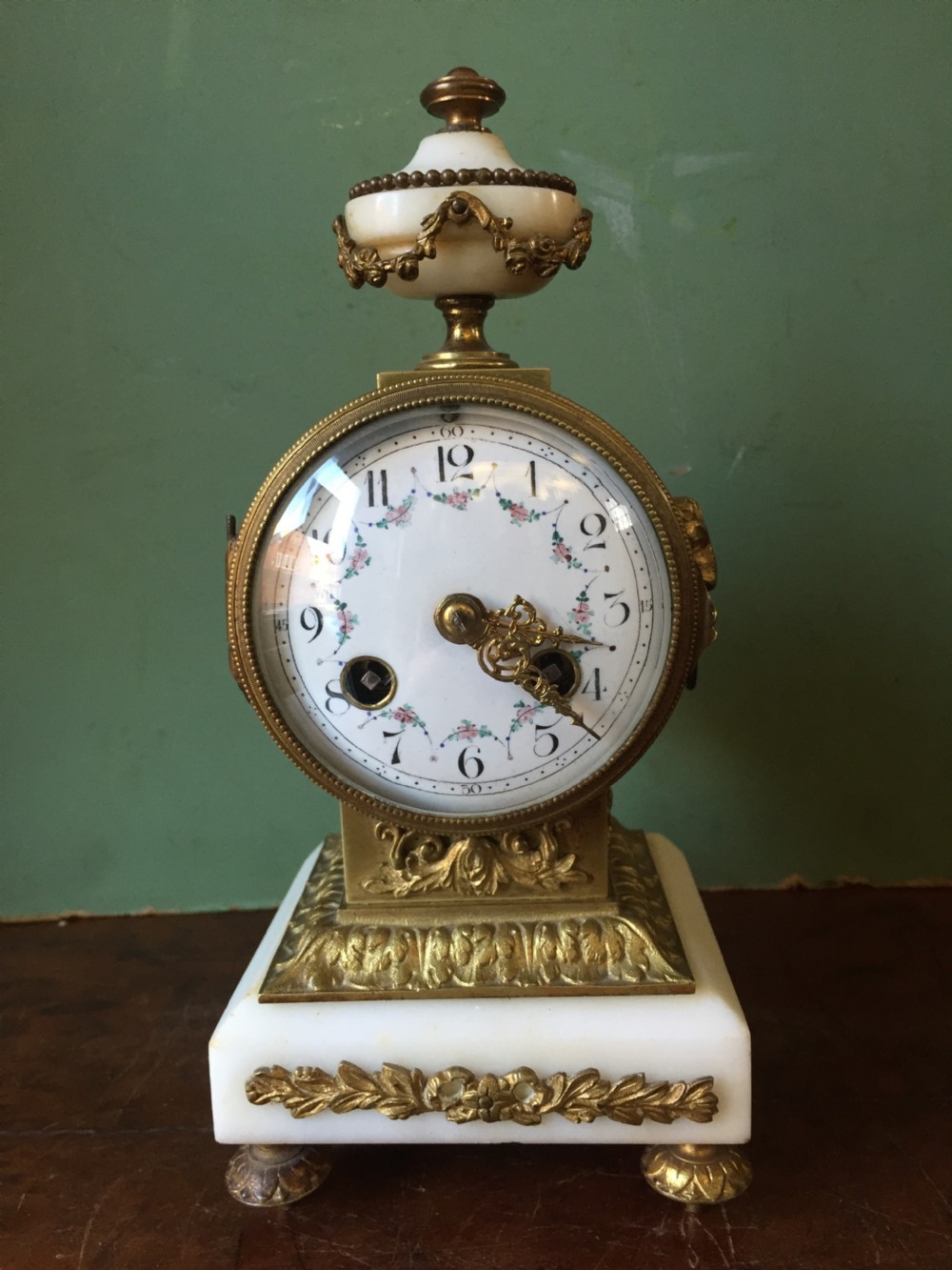 C19th French ormolu and alabaster 'drum' clock . View III