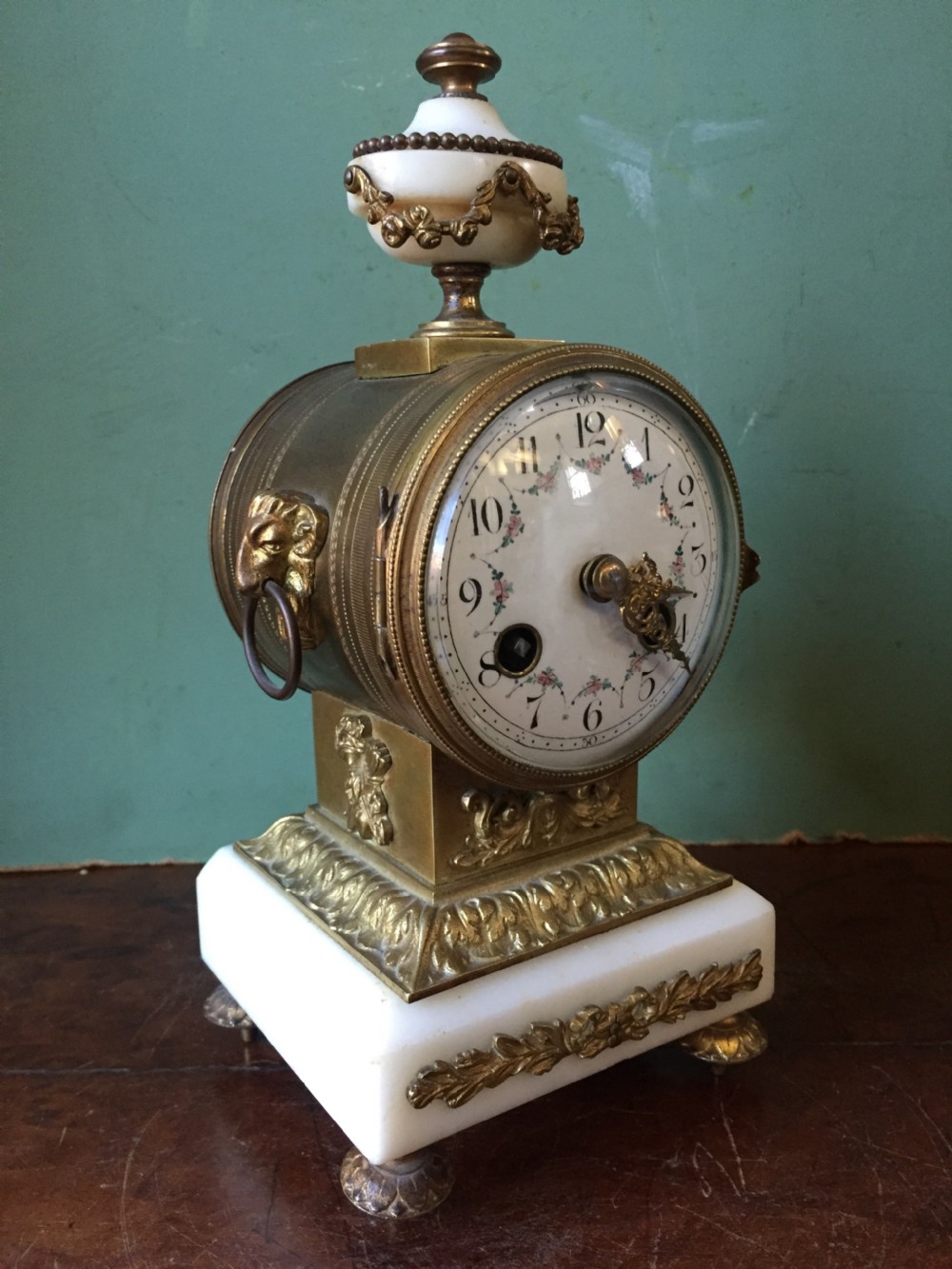C19th French ormolu and alabaster 'drum' clock . View IV