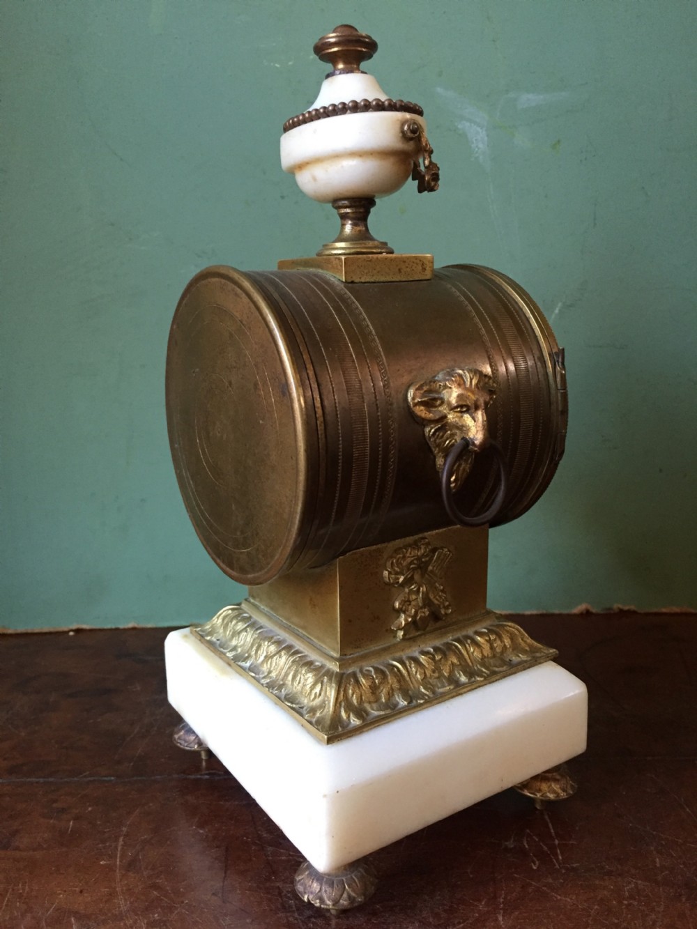 C19th French ormolu and alabaster 'drum' clock . View VI