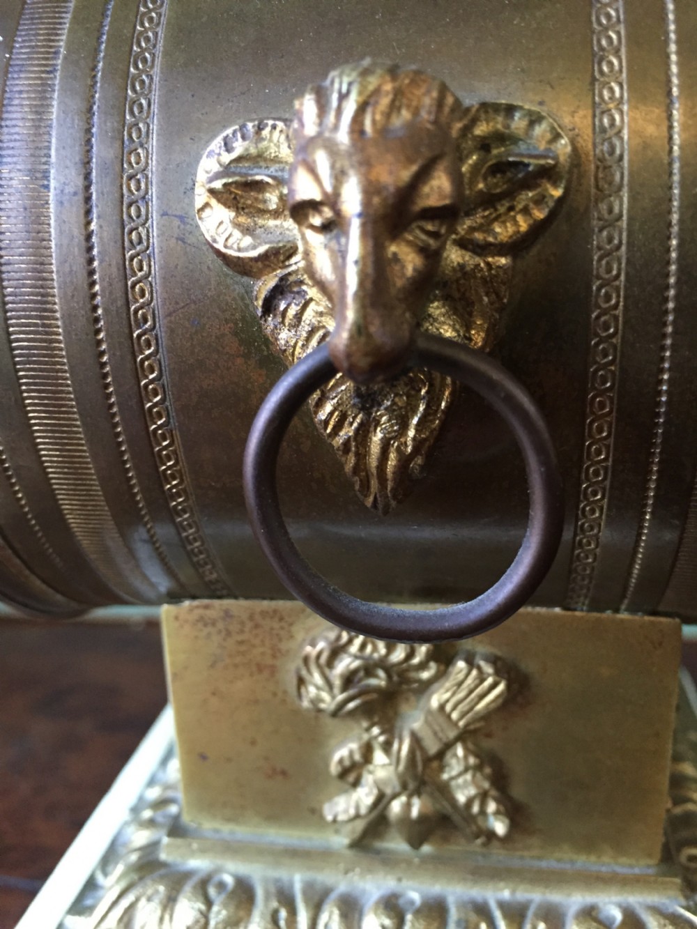 C19th French ormolu and alabaster 'drum' clock . View VII
