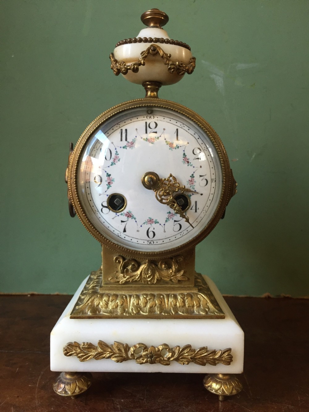C19th French ormolu and alabaster 'drum' clock . View VIII