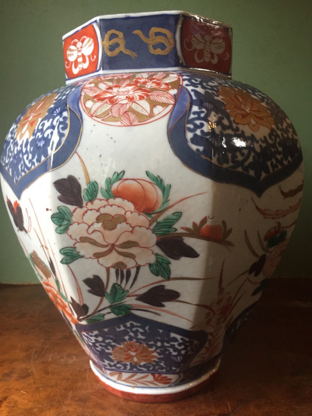 Pair of C18th Japanese Imari palette porcelain vases . View X
