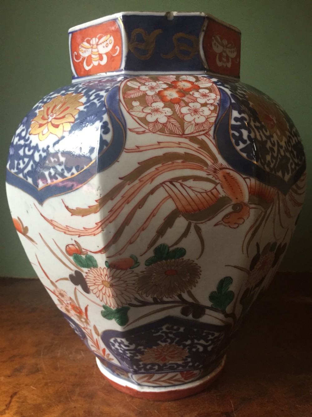 Pair of C18th Japanese Imari palette porcelain vases . View XI