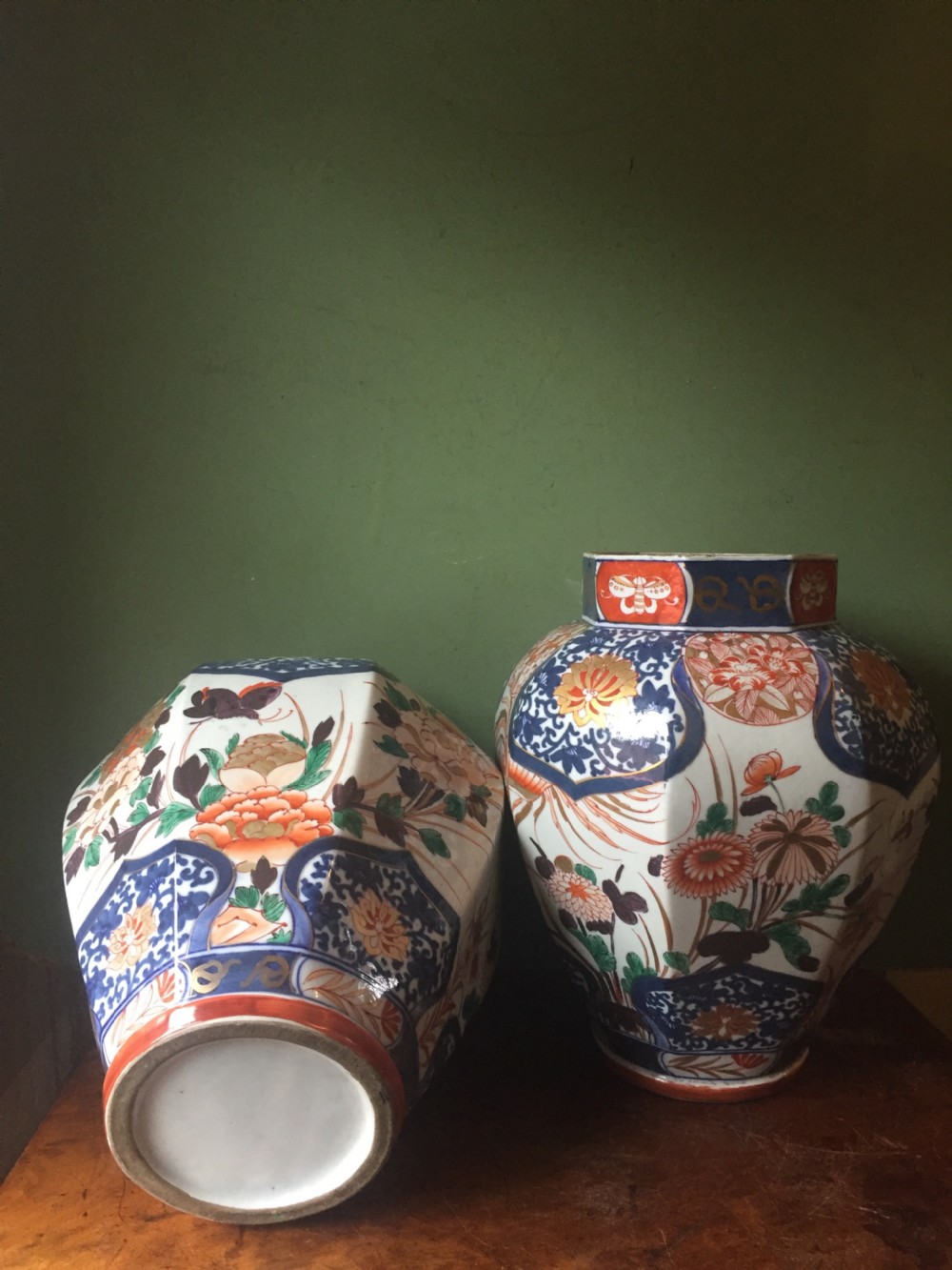 Pair of C18th Japanese Imari palette porcelain vases . View XVI