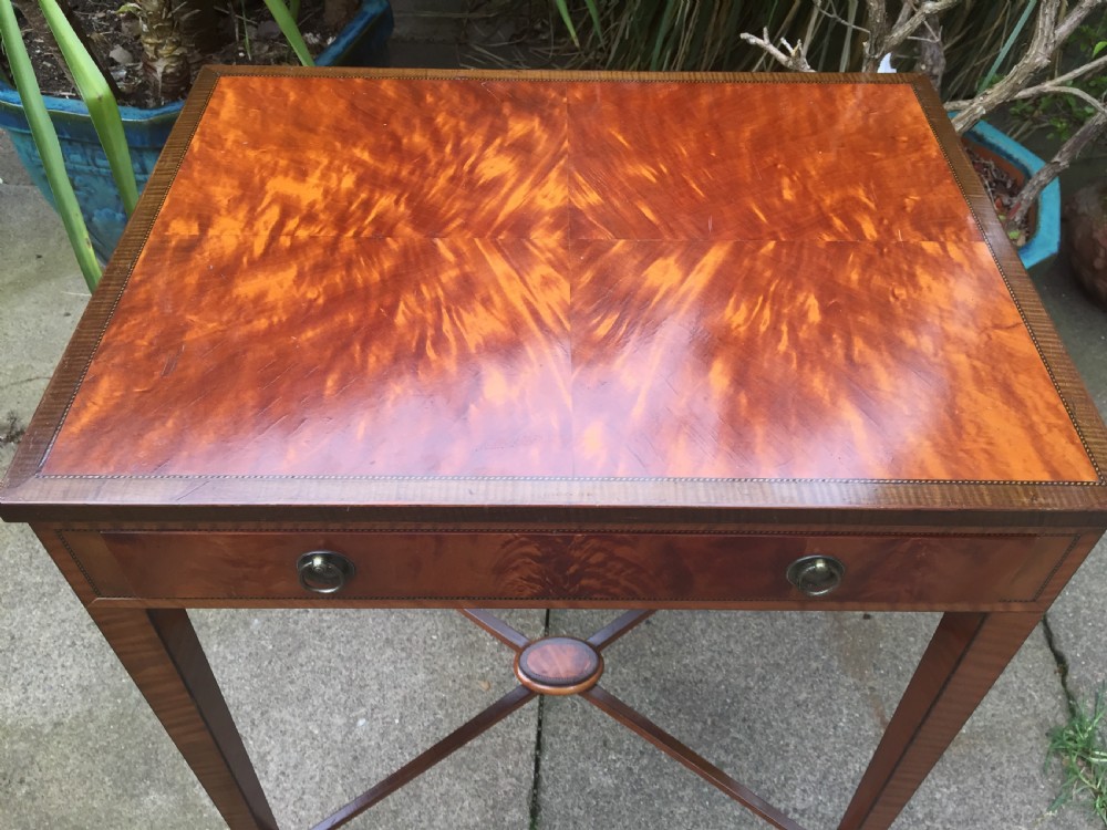 Fine quality late C19th satinwood side table in the late Georgian period style. View IV