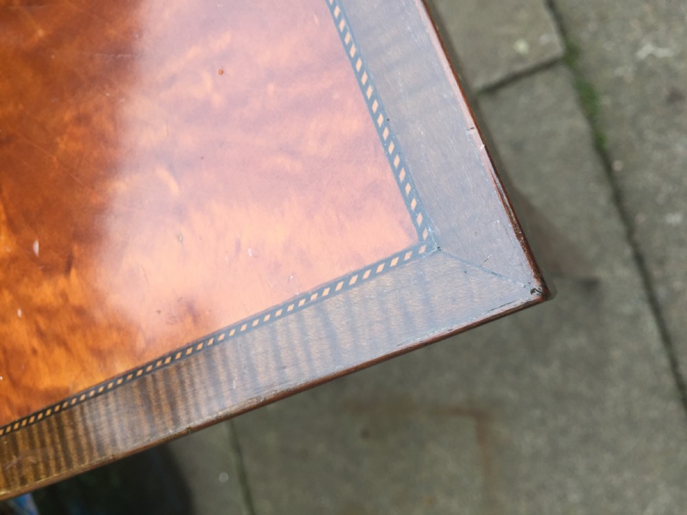 Fine quality late C19th satinwood side table in the late Georgian period style. View VIII