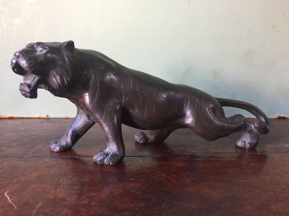 Late C19th Meiji period Japanese bronze model of a tiger.