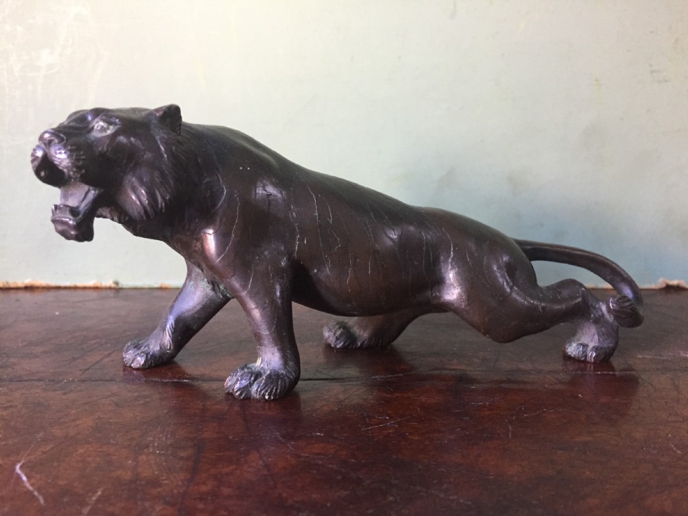 Late C19th Meiji period Japanese bronze model of a tiger. View II