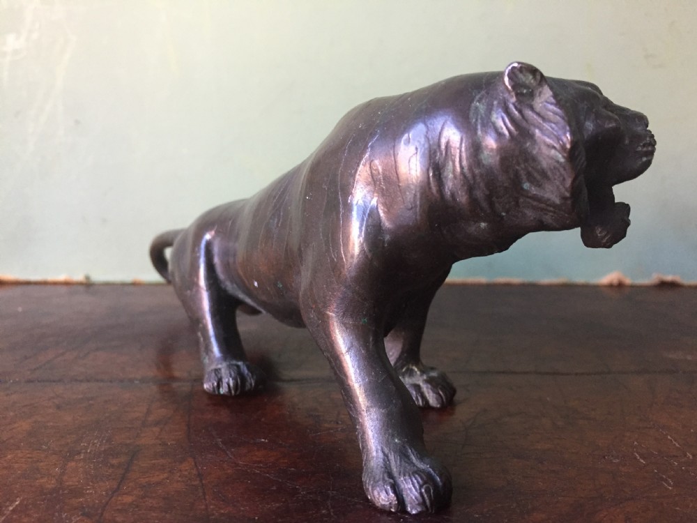Late C19th Meiji period Japanese bronze model of a tiger. View III