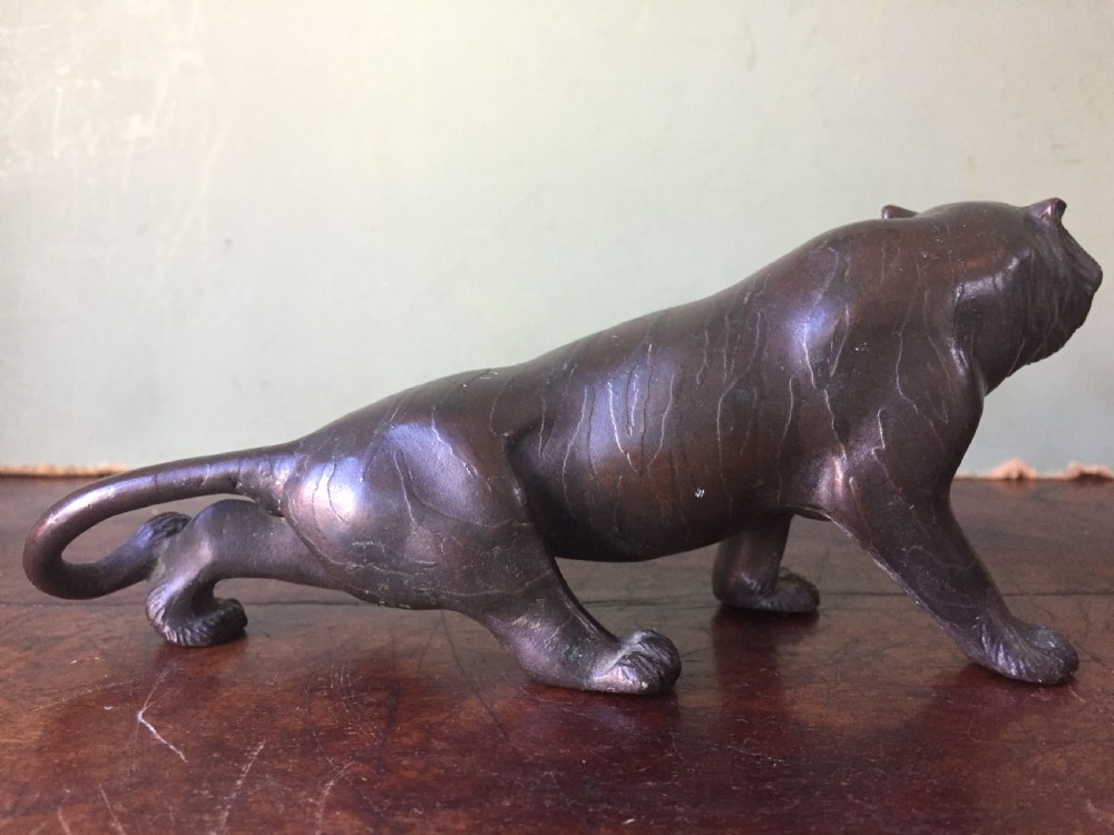 Late C19th Meiji period Japanese bronze model of a tiger. View IV