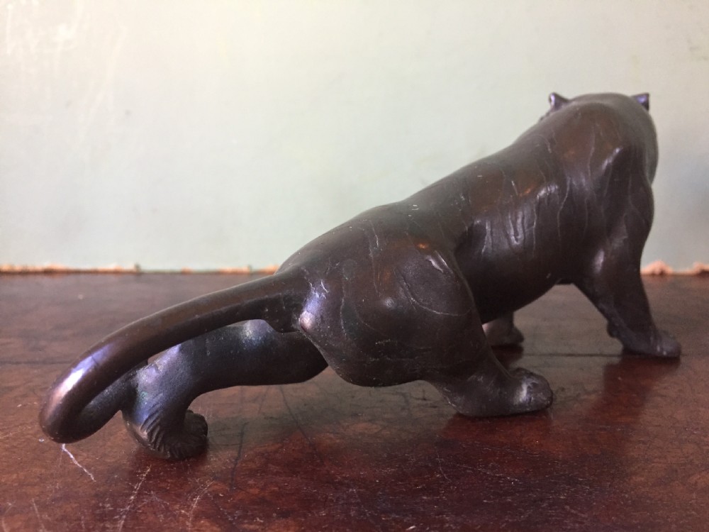 Late C19th Meiji period Japanese bronze model of a tiger. View V
