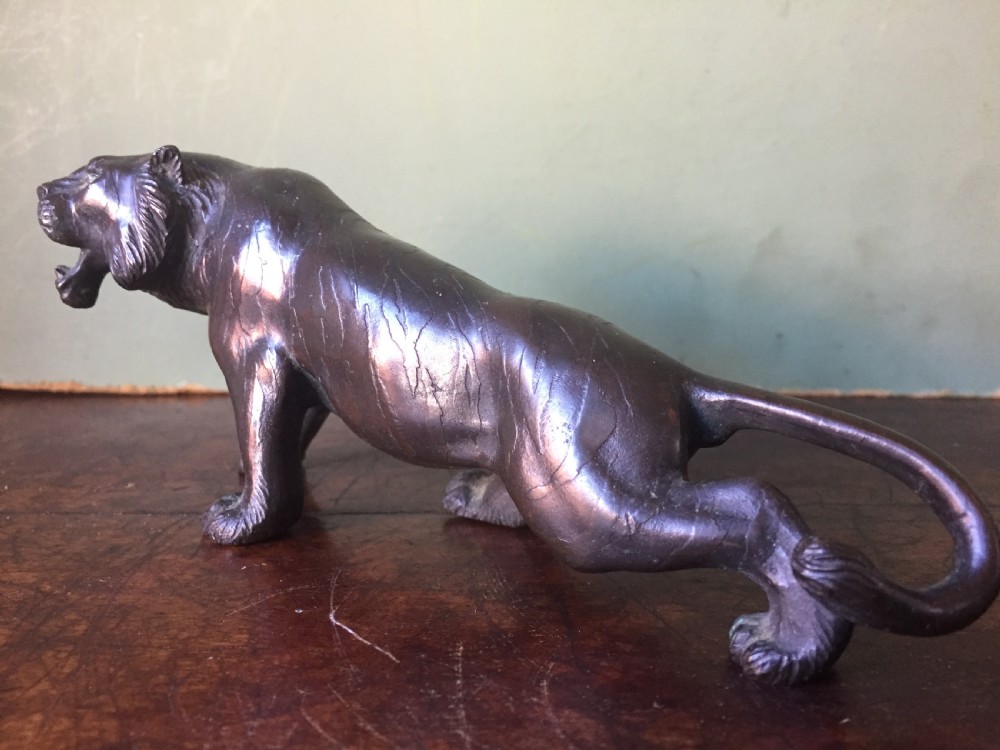 Late C19th Meiji period Japanese bronze model of a tiger. View VI