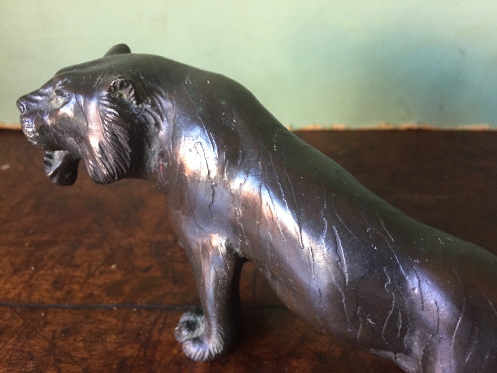 Late C19th Meiji period Japanese bronze model of a tiger. View VII