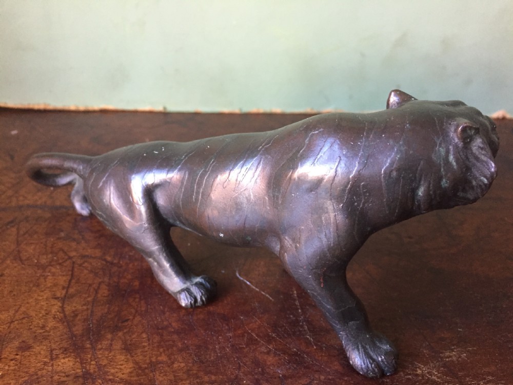 Late C19th Meiji period Japanese bronze model of a tiger. View VIII