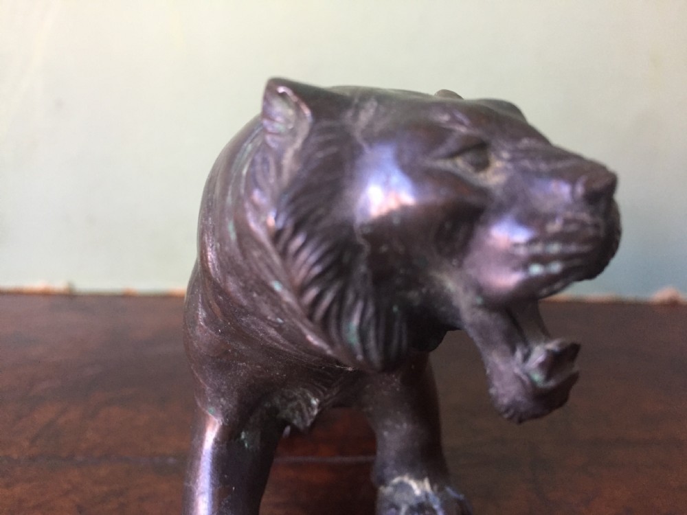 Late C19th Meiji period Japanese bronze model of a tiger. View IX