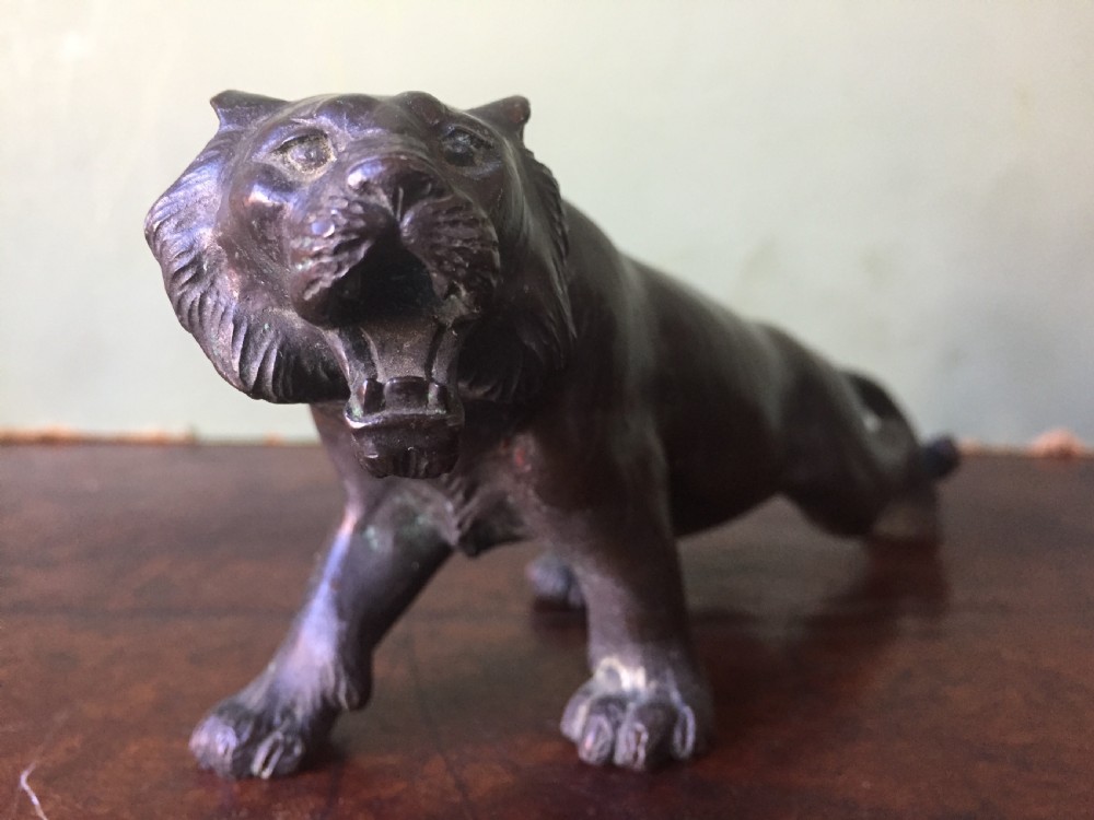 Late C19th Meiji period Japanese bronze model of a tiger. View X