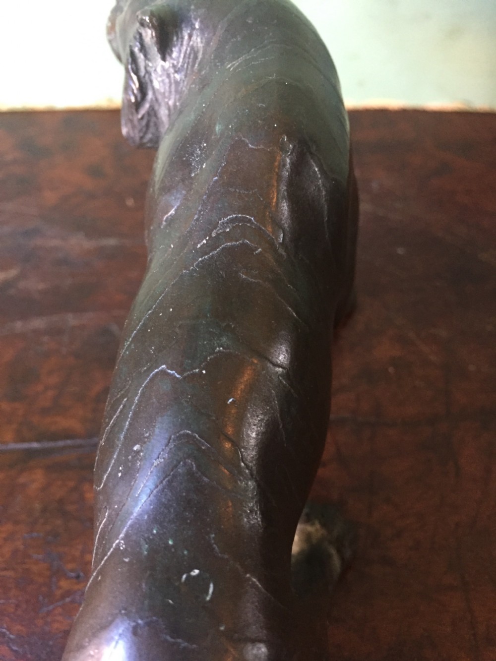 Late C19th Meiji period Japanese bronze model of a tiger. View XIII