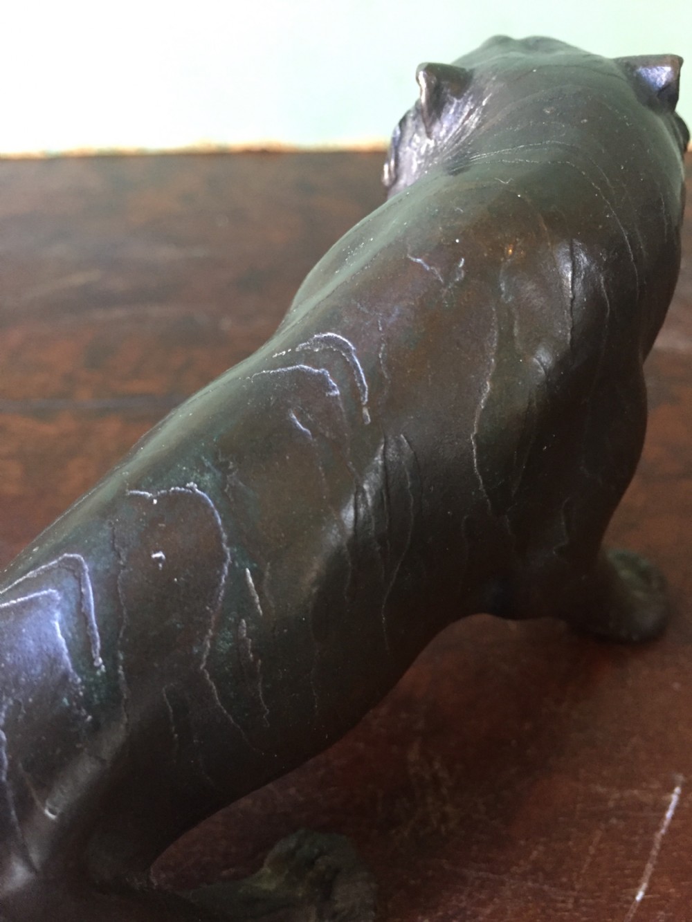 Late C19th Meiji period Japanese bronze model of a tiger. View XIV