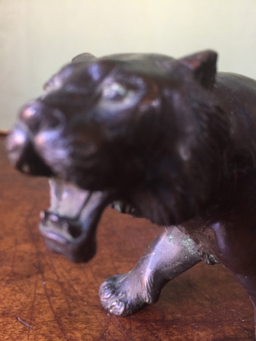 Late C19th Meiji period Japanese bronze model of a tiger. View XVI