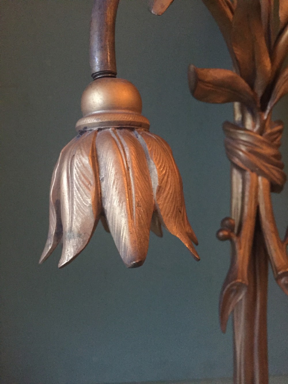 Set of 4 late C19th French ormolu twin-branch wall-lights of unusual design. View IV