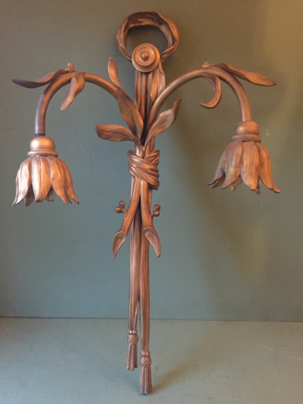 Set of 4 late C19th French ormolu twin-branch wall-lights of unusual design. View XII