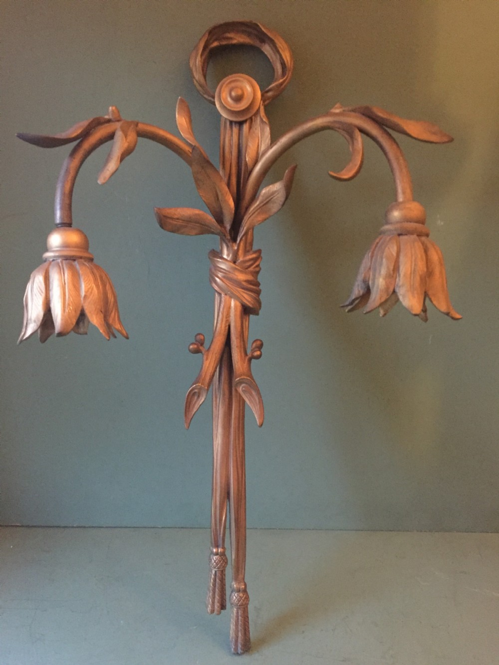Set of 4 late C19th French ormolu twin-branch wall-lights of unusual design. View XIII