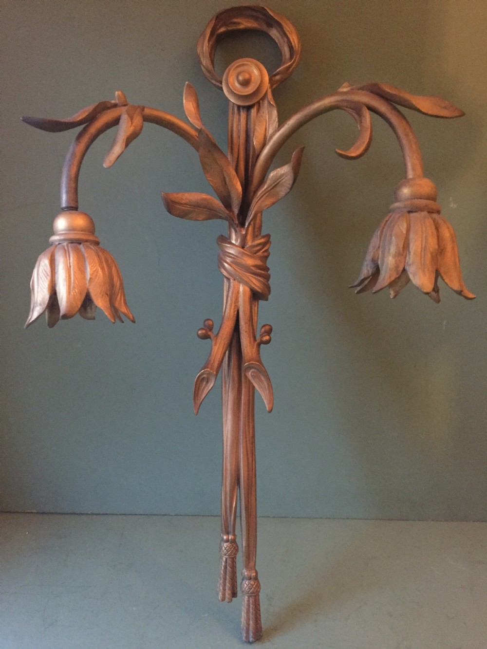 Set of 4 late C19th French ormolu twin-branch wall-lights of unusual design. View XIV