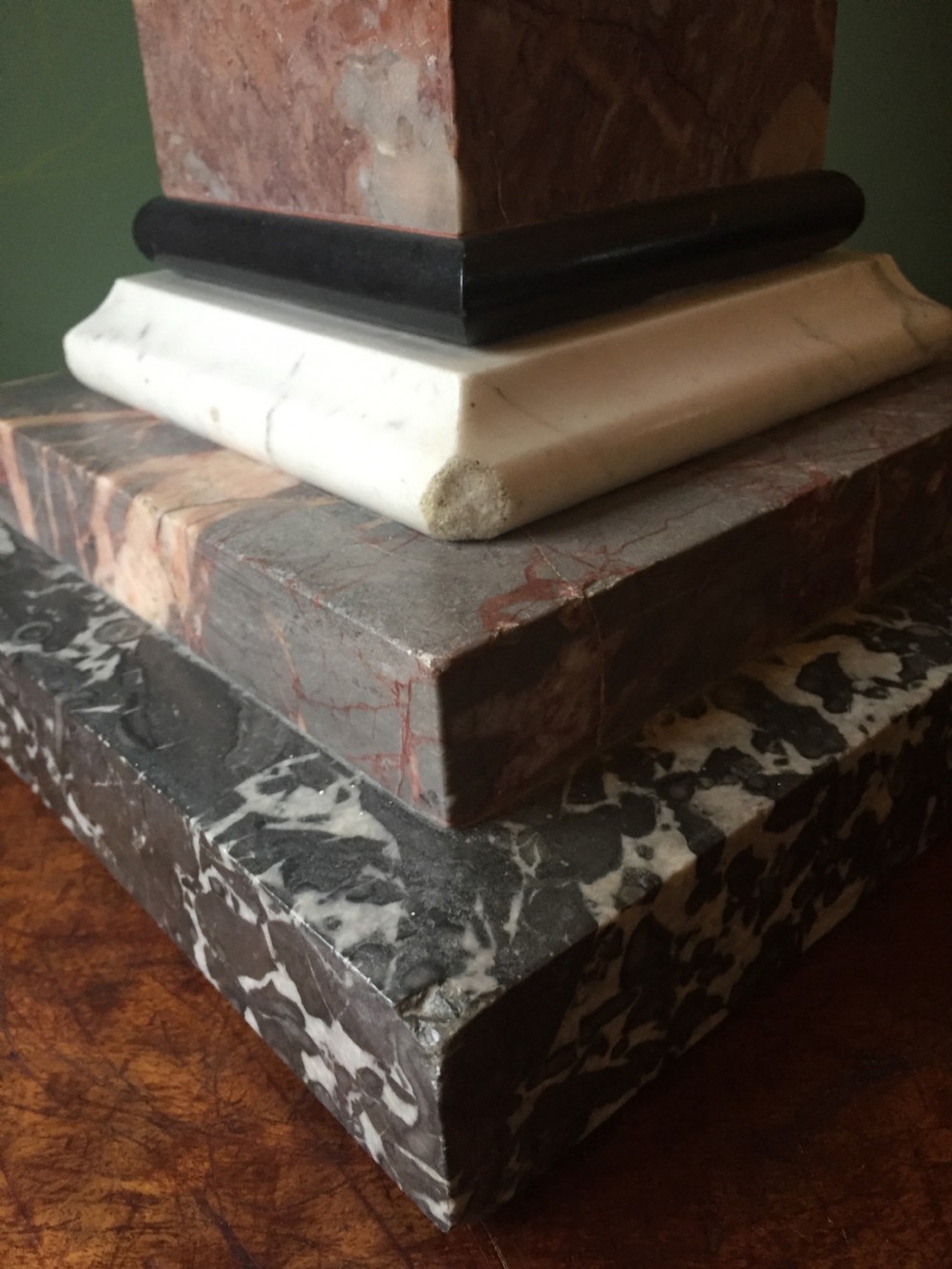 Fine and decorative late C19th Italian specimen marble obelisk of substantial scale. View VI