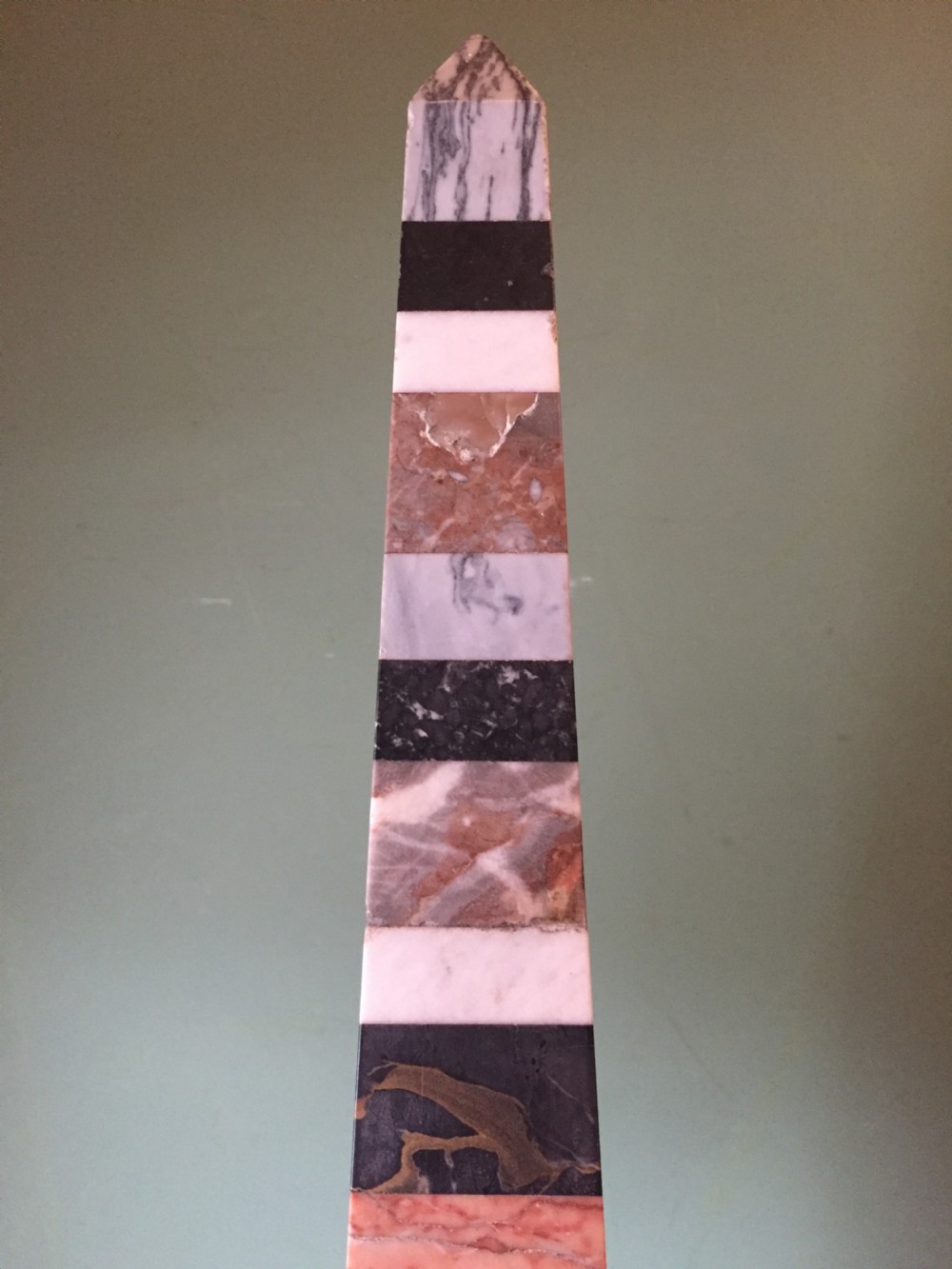 Fine and decorative late C19th Italian specimen marble obelisk of substantial scale. View VII