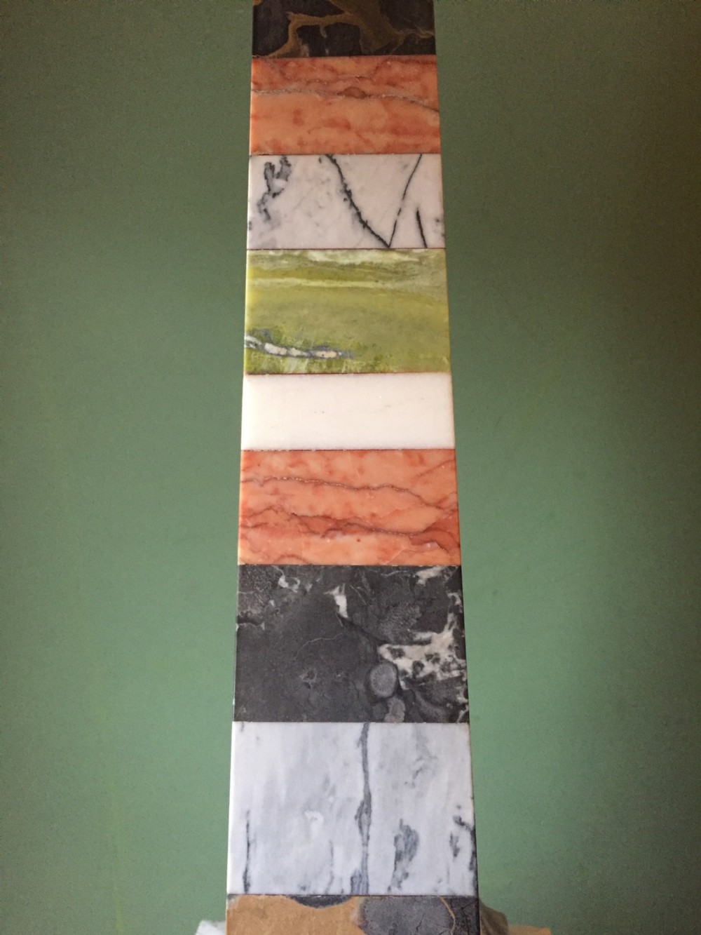 Fine and decorative late C19th Italian specimen marble obelisk of substantial scale. View VIII