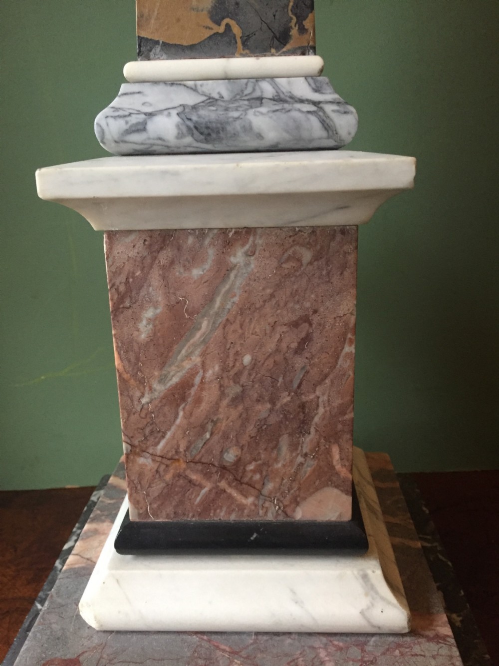 Fine and decorative late C19th Italian specimen marble obelisk of substantial scale. View IX