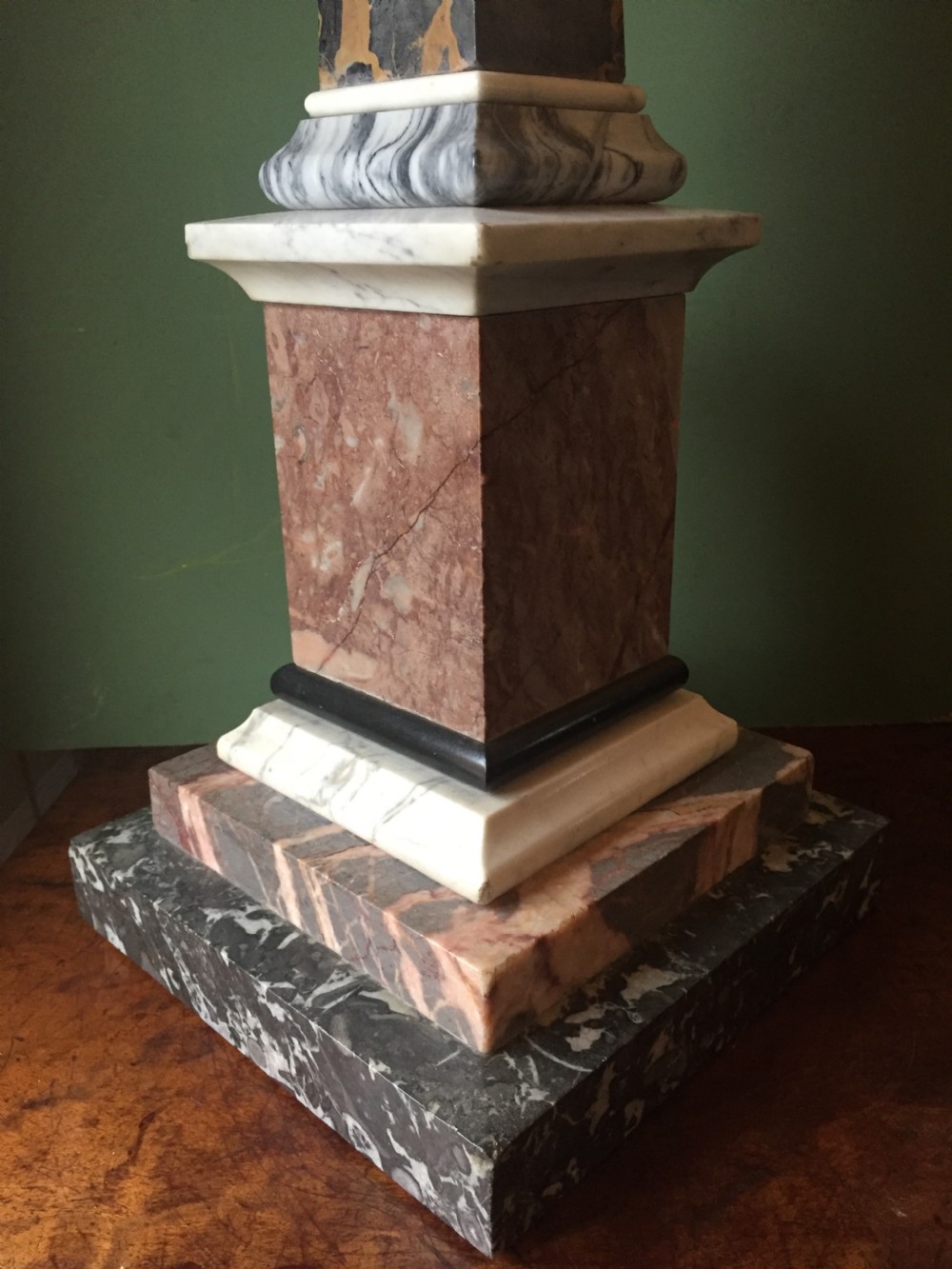Fine and decorative late C19th Italian specimen marble obelisk of substantial scale. View XIV