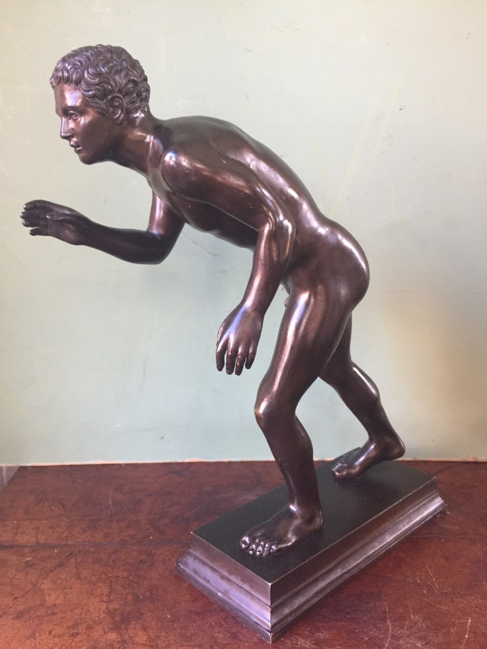 C19th Italian 'Grand Tour' souvenir bronze sculpture after the antique , of an athlete.