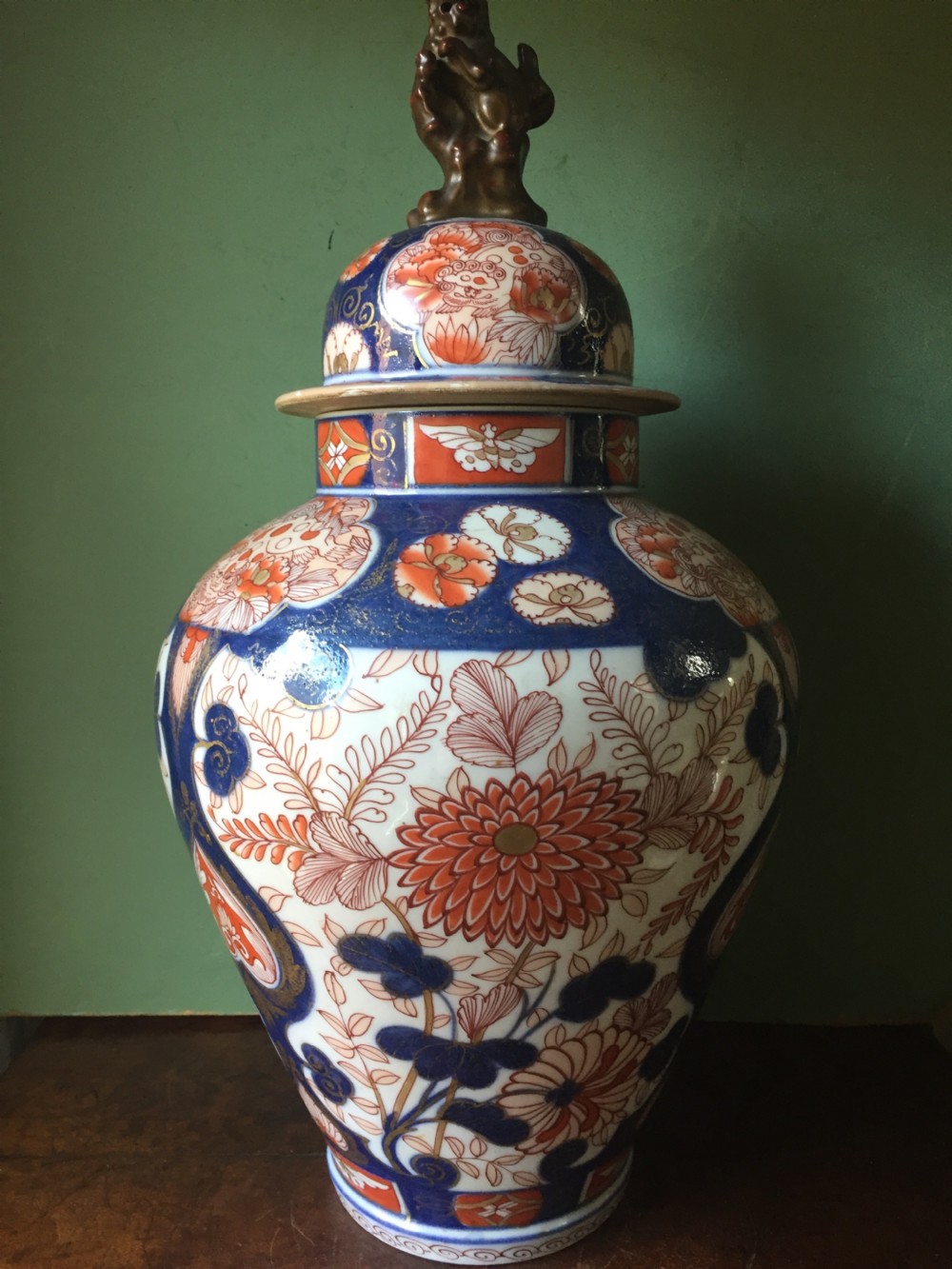 C18th Japanese Imari pattern porcelain  vase and cover .