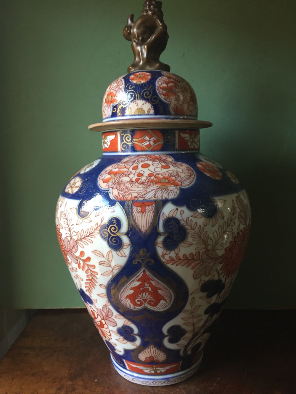 C18th Japanese Imari pattern porcelain  vase and cover . View VI