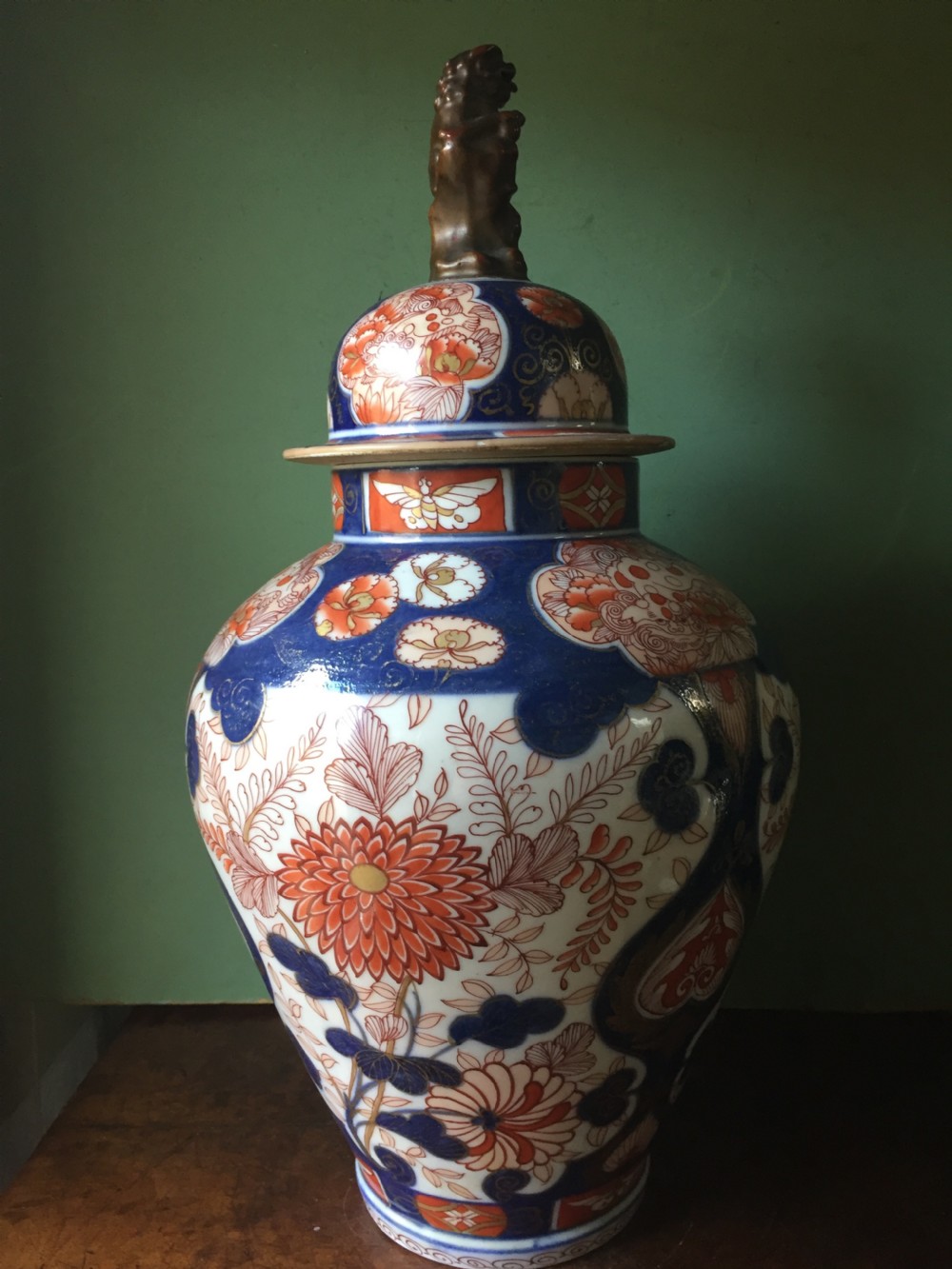 C18th Japanese Imari pattern porcelain  vase and cover . View VII