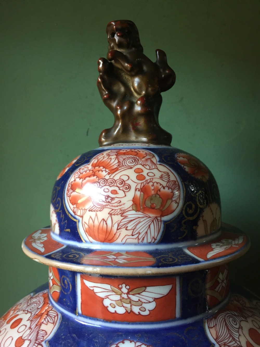 C18th Japanese Imari pattern porcelain  vase and cover . View XI