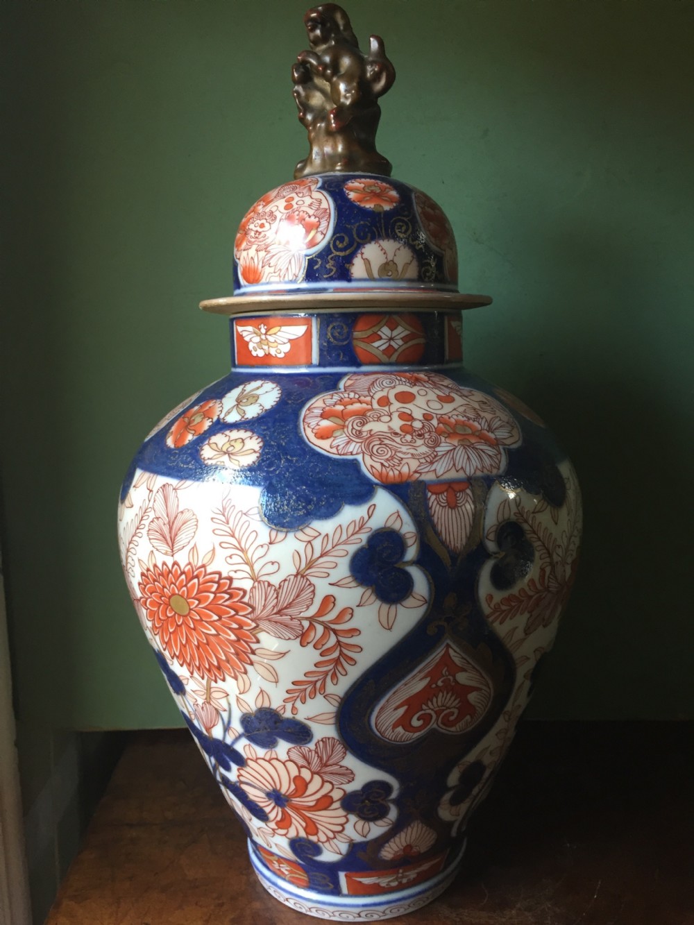 C18th Japanese Imari pattern porcelain  vase and cover . View XIV
