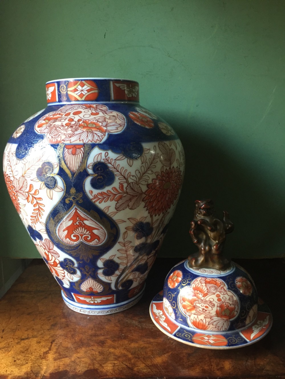 C18th Japanese Imari pattern porcelain  vase and cover . View XVI
