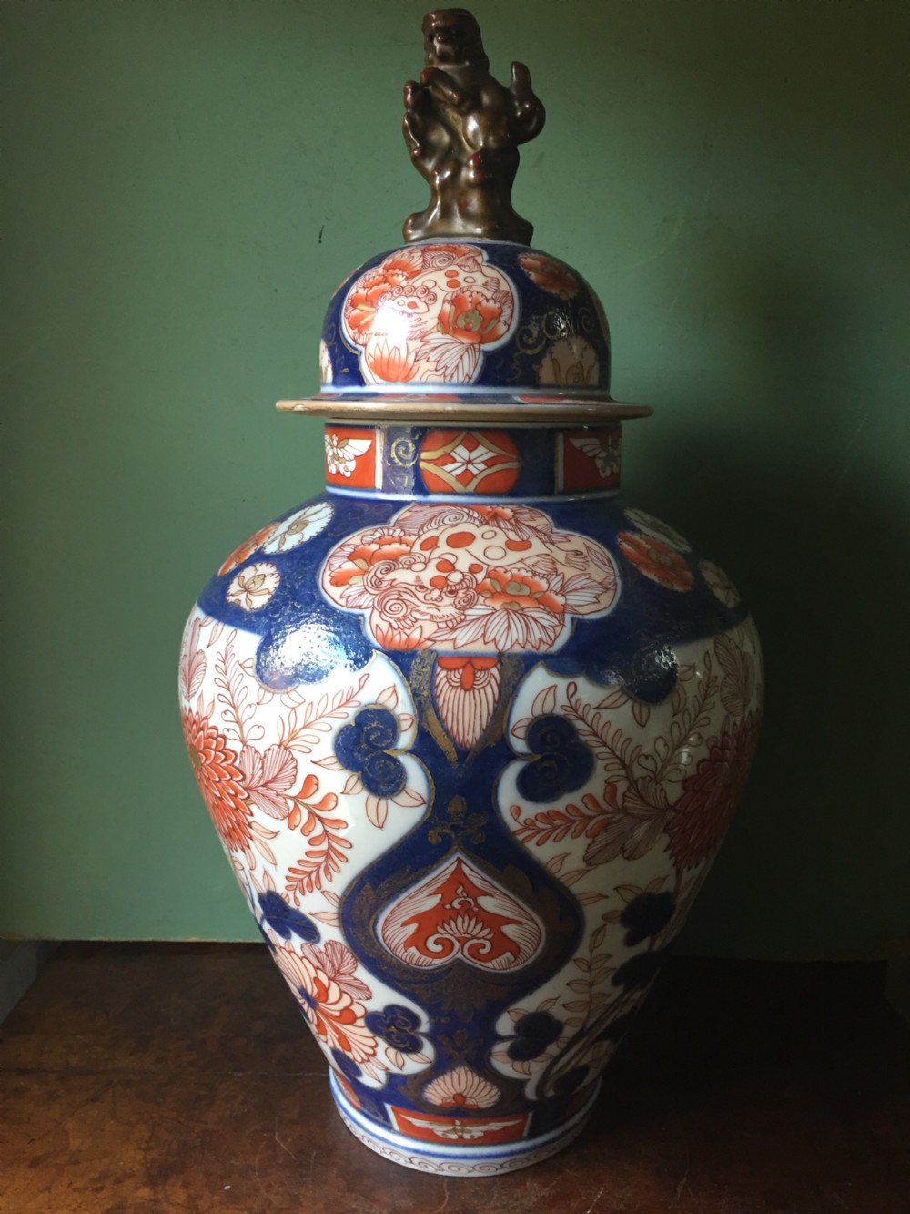 C18th Japanese Imari pattern porcelain  vase and cover . View XIX