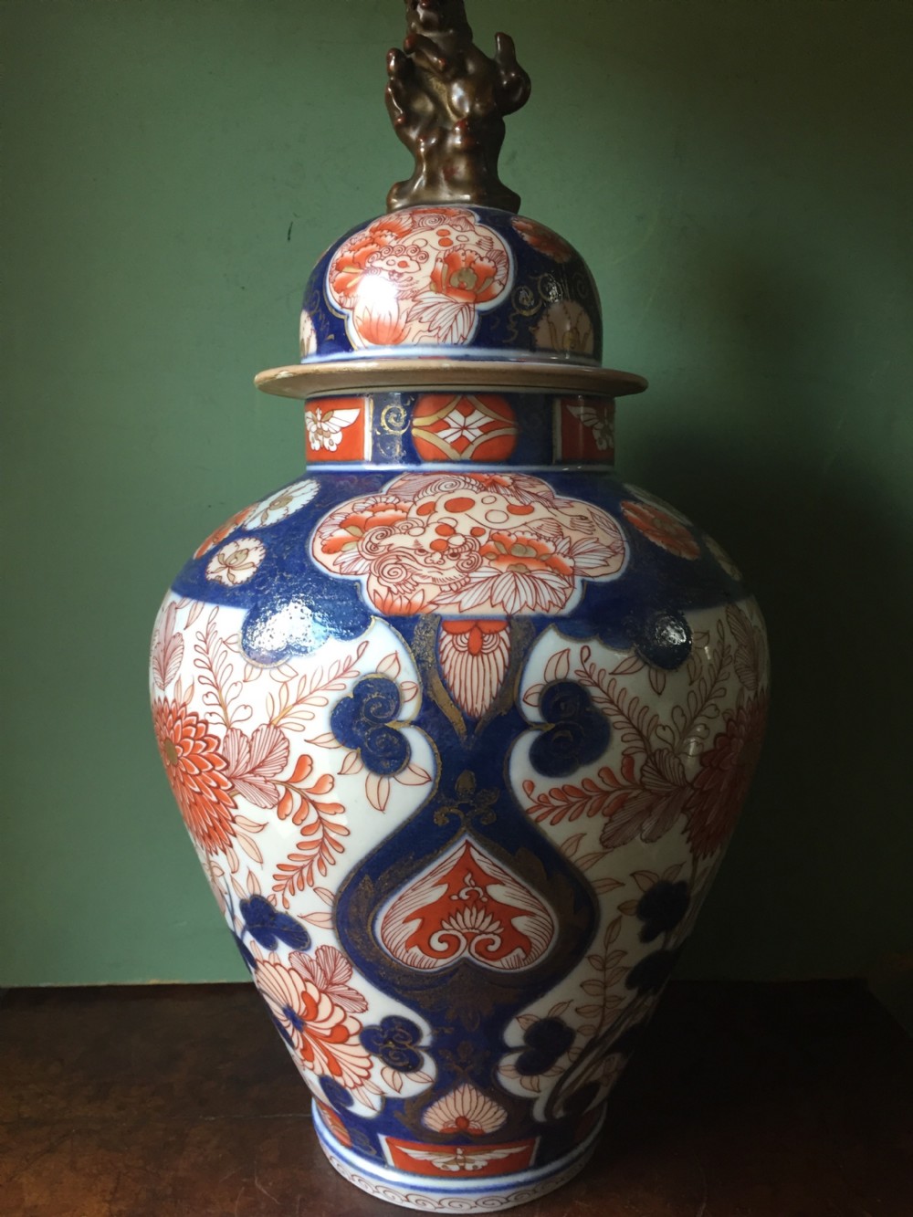 C18th Japanese Imari pattern porcelain  vase and cover . View XX