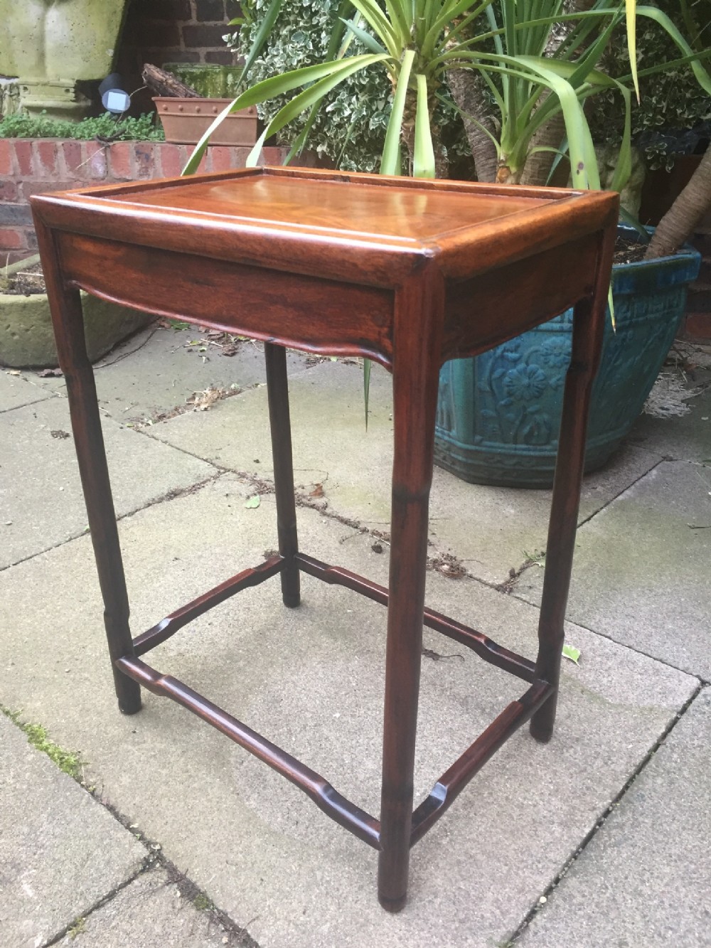 C19th Chinese Qing Dynasty rectangular hardwood lamp or occasional table.
