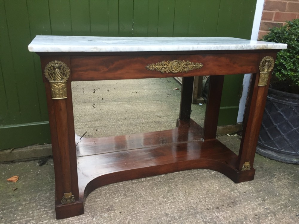 Early C19th French mahogany Empire design mahogany console table .