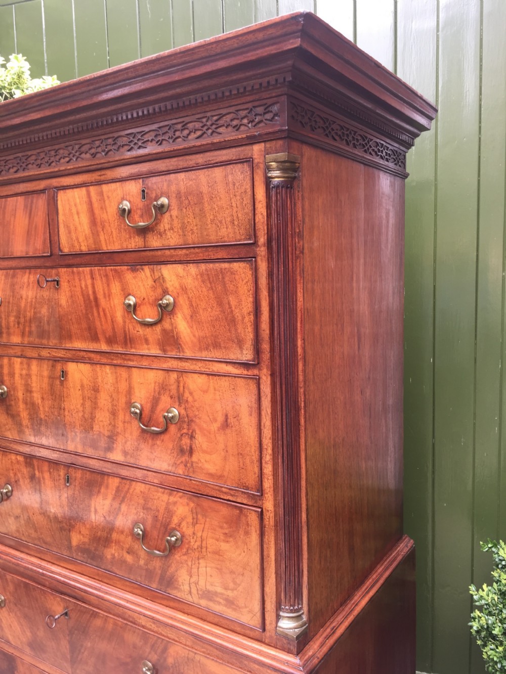 C18th George III Chippendale period mahogany chest-on-chest or tall-boy of excellent quality. View IX