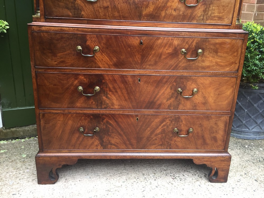 C18th George III Chippendale period mahogany chest-on-chest or tall-boy of excellent quality. View XVII