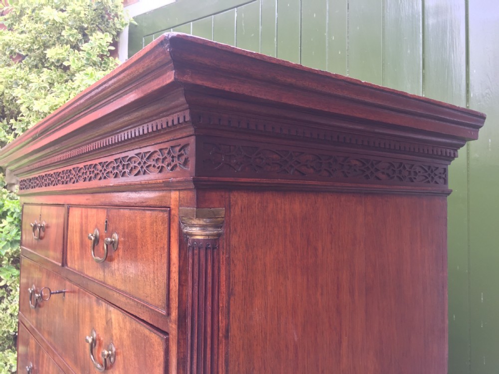 C18th George III Chippendale period mahogany chest-on-chest or tall-boy of excellent quality. View XX